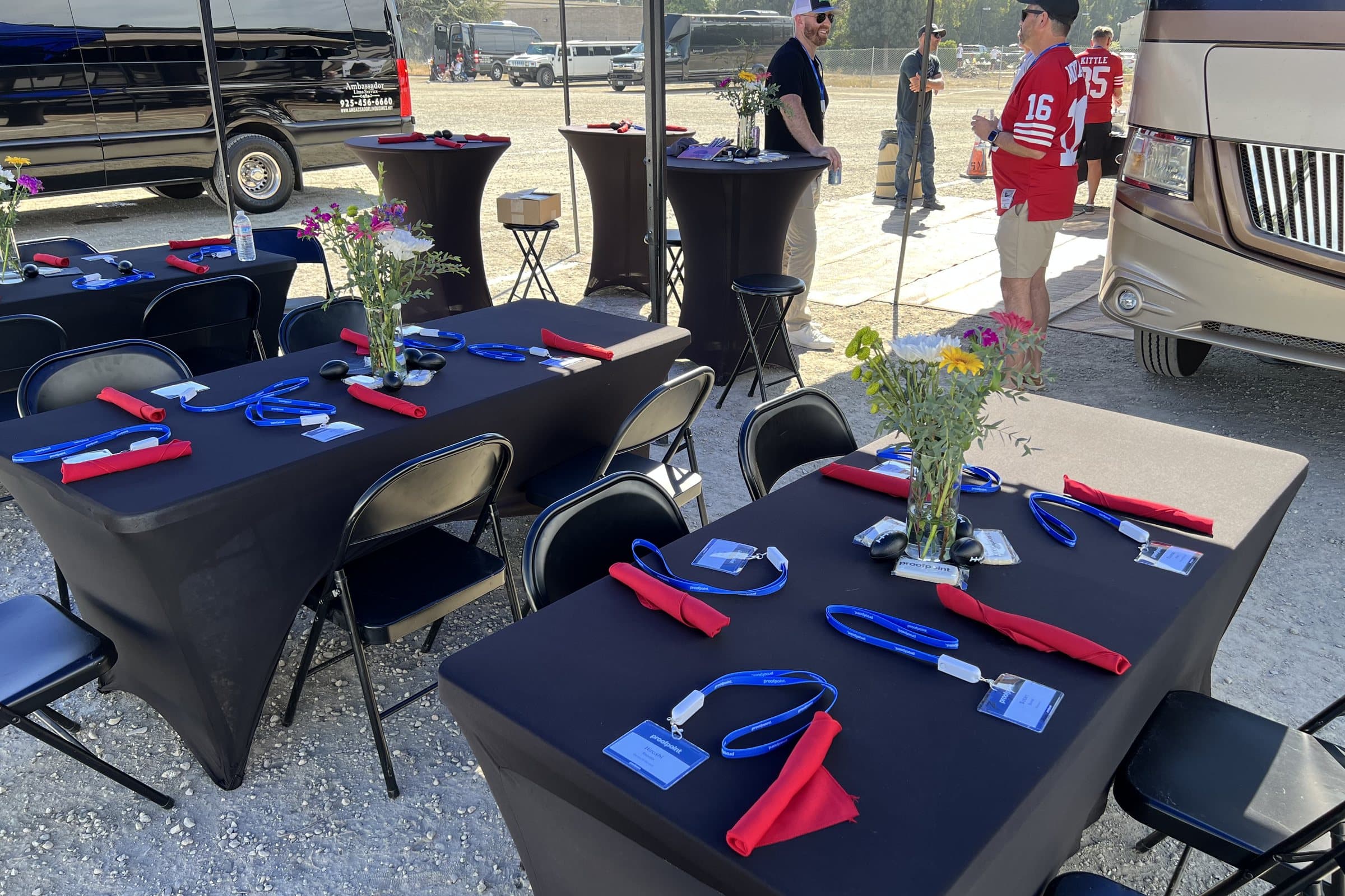 Guests talking at the tailgate